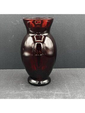 Anchor Hocking Ruby Red Glass Bud Vase Flared Rim Hand Blown 6.5"